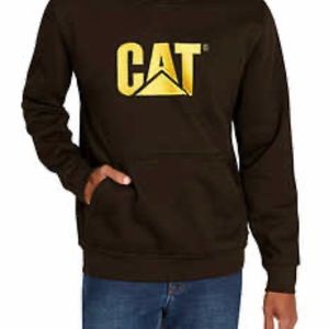 NWT CAT Caterpillar Trademark Men’s Brown Hoodie Sweatshirt SZ XL